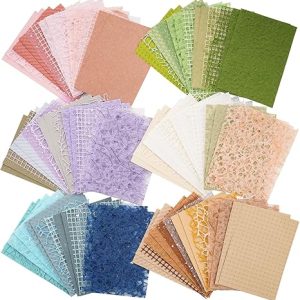 96 Sheets Textured Scrapbook Paper and Mesh Fabric Assorted Set