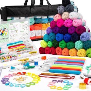 INSCRAFT 113 Piece Crochet Kit with Yarn Set